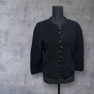 Cynthia Steffe black knit or crochet cardigan